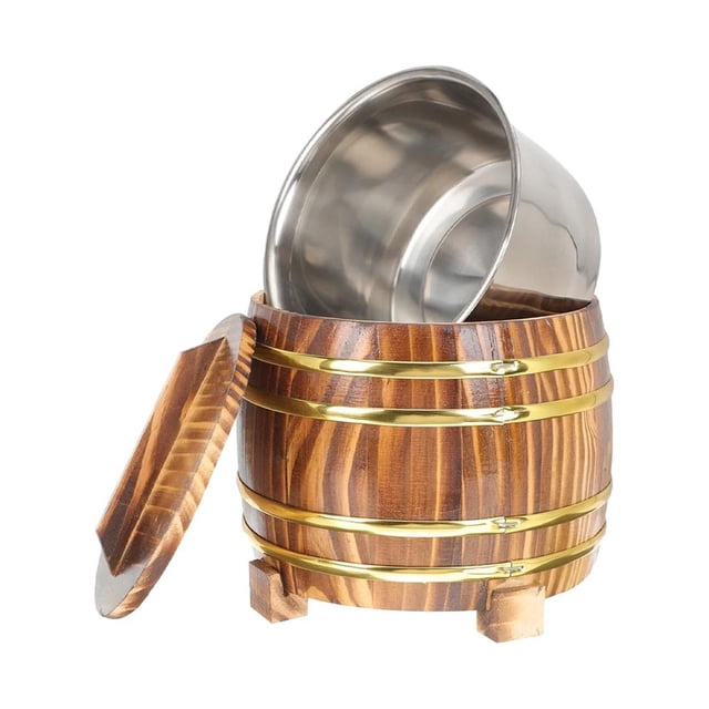 Cubo de arroz de madera Sunnimix Tina para mezclar arroz 16 cm color marrón