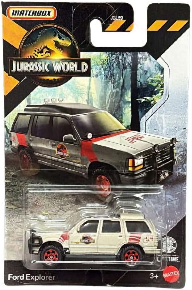 Matchbox Jurassic World Die-Cast Vehicle Set, 7 Pieces, Ages 3+, Ford Explorer, Jeep Wrangler, Mercedes-Benz, Helicopter JGL59-979C