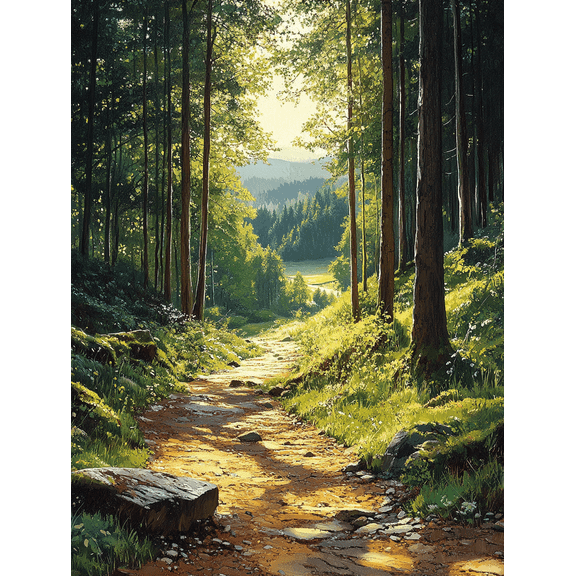 Forest Path Canvas Wall Art, Perfect for Living Room, Hallway, and Dining Room Decoration.