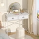 thumbnail image 4 of Escritorio ThreeHio pequeño blanco para dormitorio infantil con cajones, 4 of 7