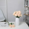thumbnail image 5 of Morttic Artificial Silk Rose Flower Bouquet Lifelike Fake Rose for Wedding Home Party Decoration Event Gift 10pcs (Pure Champagne), 5 of 7