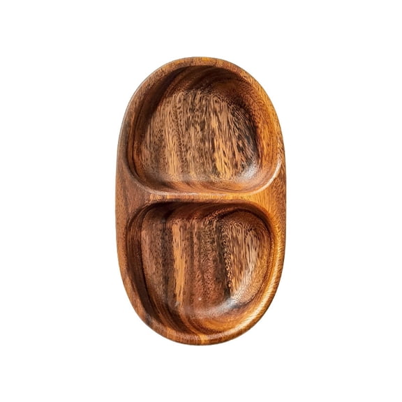 Wood Pistachio Snack Bowl, Double Compartments Dish Holder, Nut Bowl Pedestal for Sunflower Seed, Peanut, Cherries