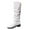White, variant on Gyexs Knee High Boots for Women Mid Calf Faux Leather Pleated Slouchy Boots Pointed Toe Low Heel Booties White & Size 6.5
