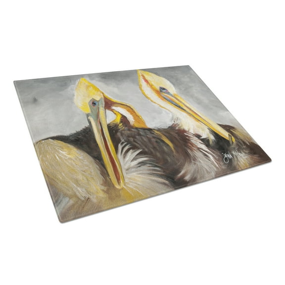 Caroline's Treasures Pelicans Preening Glass Cutting Board Large