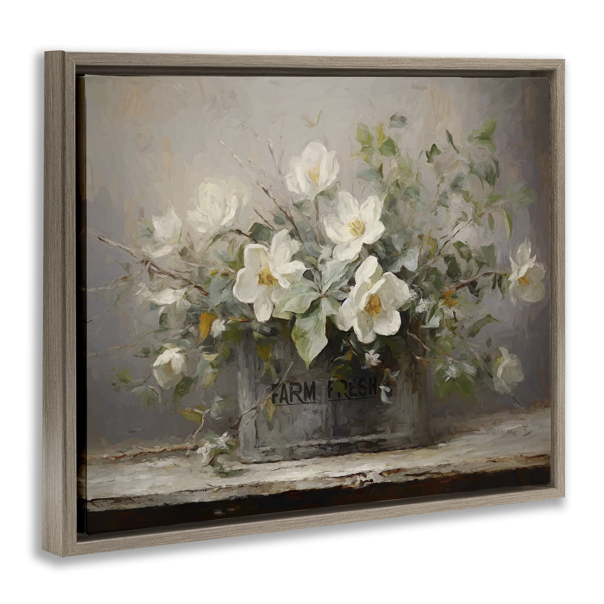 Stupell Industries Country Farm Florals Botanical & Floral Painting Brown Floater Framed Art Print Wall Art, 31 x 25