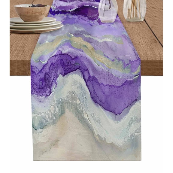 Hokiten Table Runners 72 Inches Long Dress Scarves, Purple Coastal Farmhouse Kitchen/Dining Table Runner, Coffee Tablerunners, Summer Beach Nautical Abstract Art 16x72 Inch