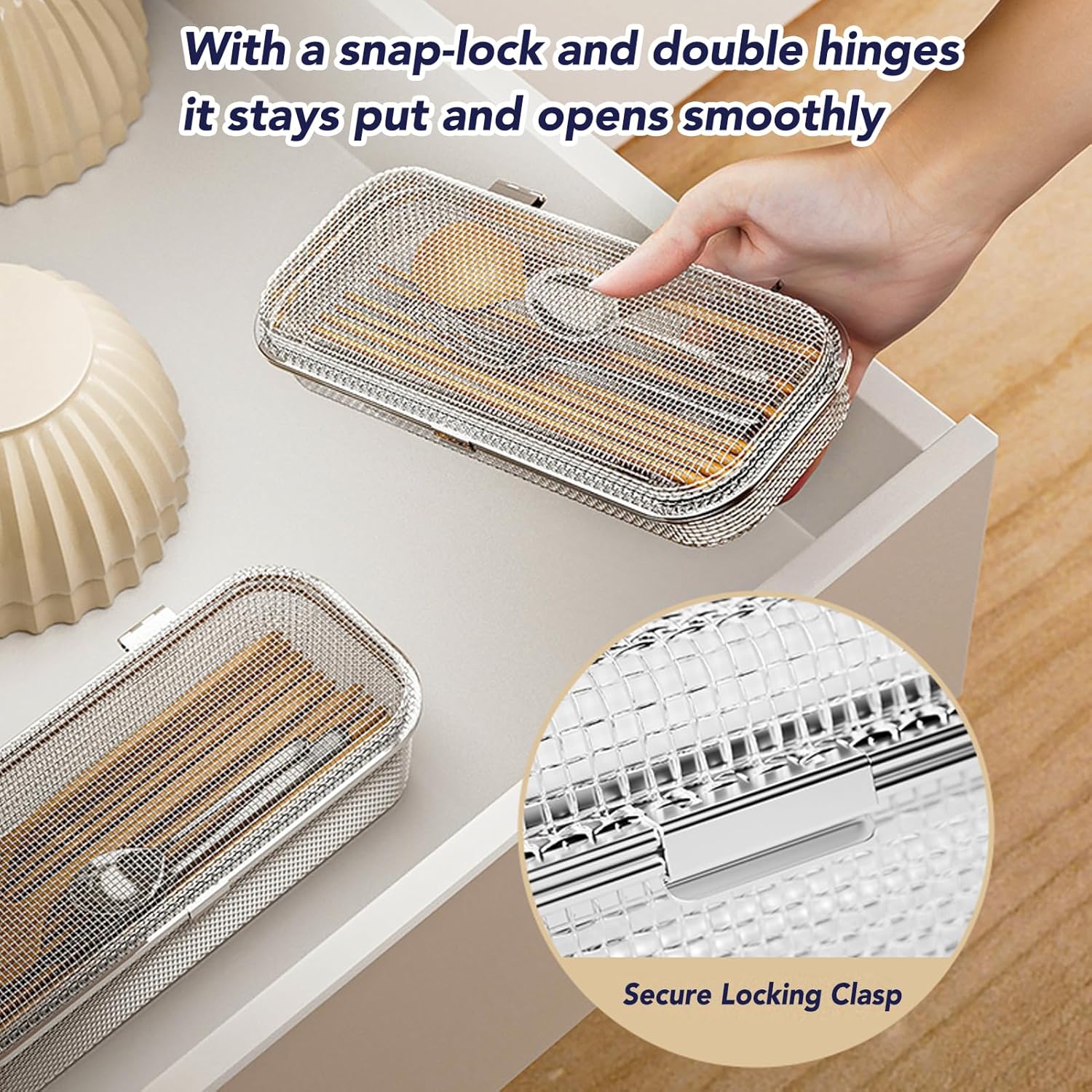 ABPETE Dishwasher Basket, 18/8 Food-Grade Stainless Steel Dishwasher Basket for Small Item, Bottle Accessories, Scoops, Forks, Chopsticks Cleaning, Middle