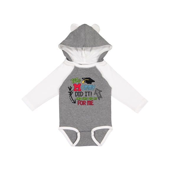 Inktastic My Mommy Did It and She Did It for Me with Graduation Cap Boys Long Sleeve Baby Bodysuit