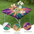 thumbnail image 4 of Colorful Tie Dye Burst Pattern Square Fitted Tablecloth with Elastic Edge,Square Table Cover,Washable Elastic Table Cover for Home Kitchen Party Decor 36"x36", 4 of 6