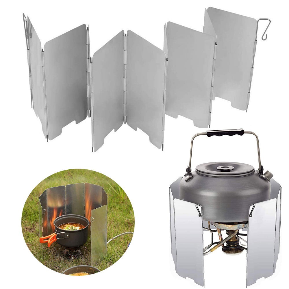 Gaocheng Aluminium Windscreen for BBQ Picnic Camping Equipment Outdoor Camping Stove Windshield 8 Plates