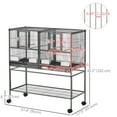 thumbnail image 3 of PawHut 40" Large Double Rolling Metal Bird Cage Bird House Grey, 3 of 10