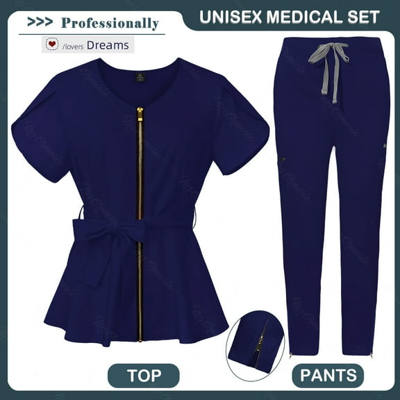 Women Scrubs Set Zipper Collar Beauty Clothes High Quality Anti Wrinkle Medical Uniforms Soft Comfortable Fashion Nurse Workwear