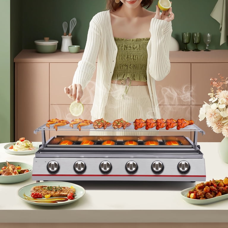 6-Burner Gas Grill Stainless Steel Barbecue Table Top Gas Grill
