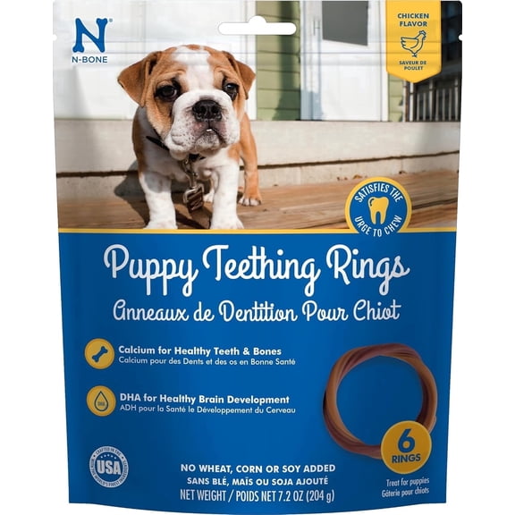 N-Bone Puppy Teething Ring, Dried Chews for Dogs, Chicken Flavor, 6-count, 7.2 oz