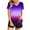 Purple, variant on Fashion 2 Piece Outfits for Women Gradient Casual Home Two-piece V-neck Top With Pocket Shorts Set