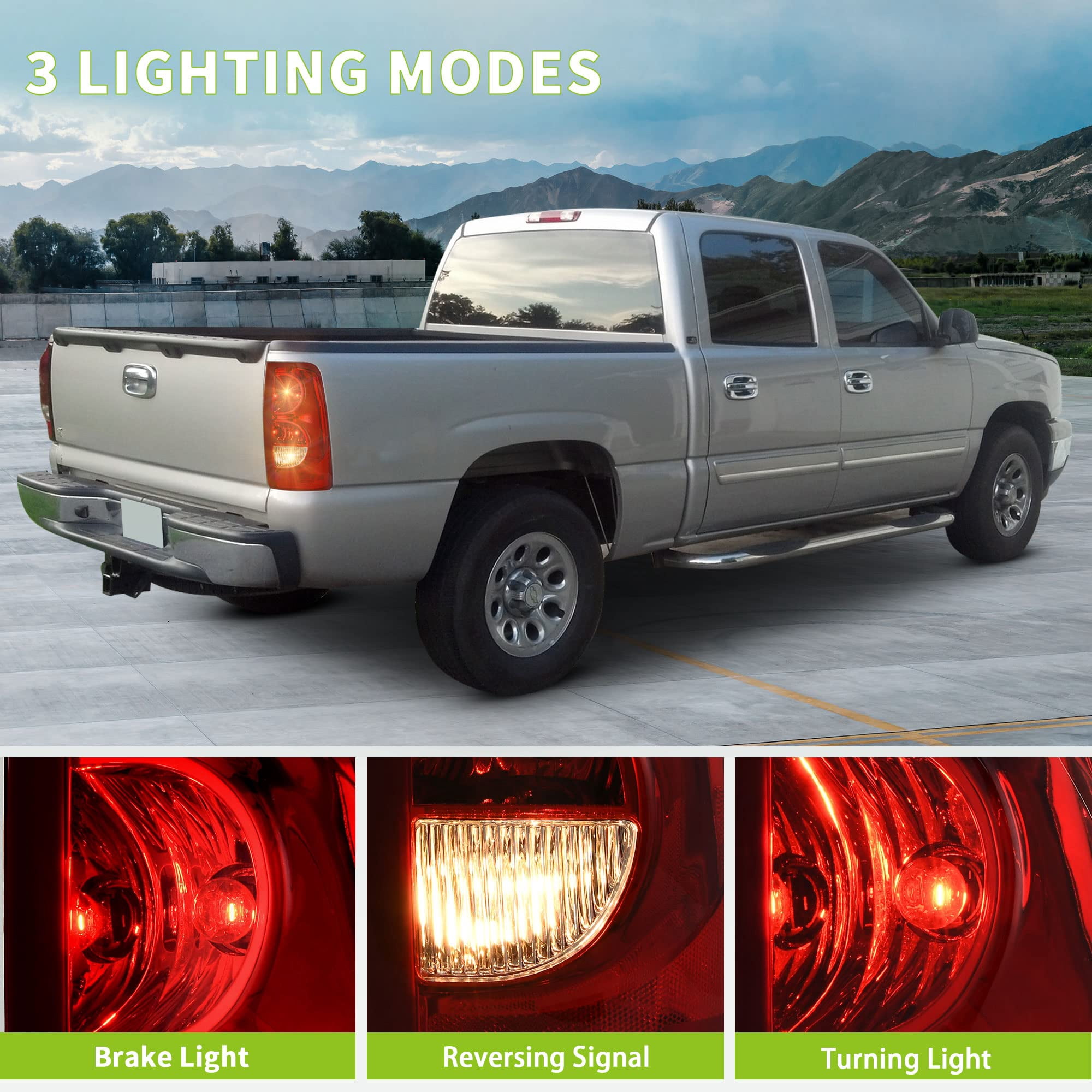 RVNI Red Tail Lights For 2003 - 2006 Chevy Silverado 1500 2500 3500 HD Brake Lamps