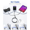 thumbnail image 3 of 2 Pack Multi Charging Cable, 3 in 1 Phone Charger Cord Fast Charging with Micro USB, USB C Cables Compatible with iPhone/iPad/Samsung, Gray, 3 of 7
