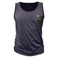 thumbnail image 5 of Garbnen Mens Tank Tops Summer Vacation Crew Neck Sleeveless Shirt Lightweight Going Out Big and Tall Muscle Shirt with Pockets Blue XXXL, 5 of 9