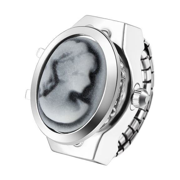 Avaner Women Elastic Ring Watch: Quartz Analog Stretch Band Imitation Crystal Openable Case Finger Watch Birthday