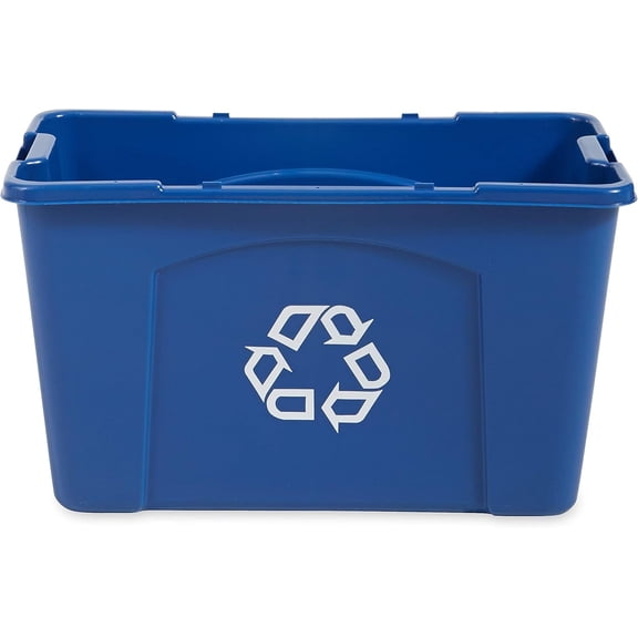 18 Gallon Stackable Recycling Bin for Paper & Packaging – Indoor/Outdoor Use, Blue, Perfect for Homes, Garages & Offices