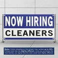 thumbnail image 3 of Now Hiring Cleaners 13 oz Heavy Duty Vinyl Banner Cleaning Jobs Available Housekeeper Help Wanted Sign for Business Advertising Indoor/Outdoor Single-Sided with Metal Grommets (2x5 ft, Wh & Bl & Bk), 3 of 6