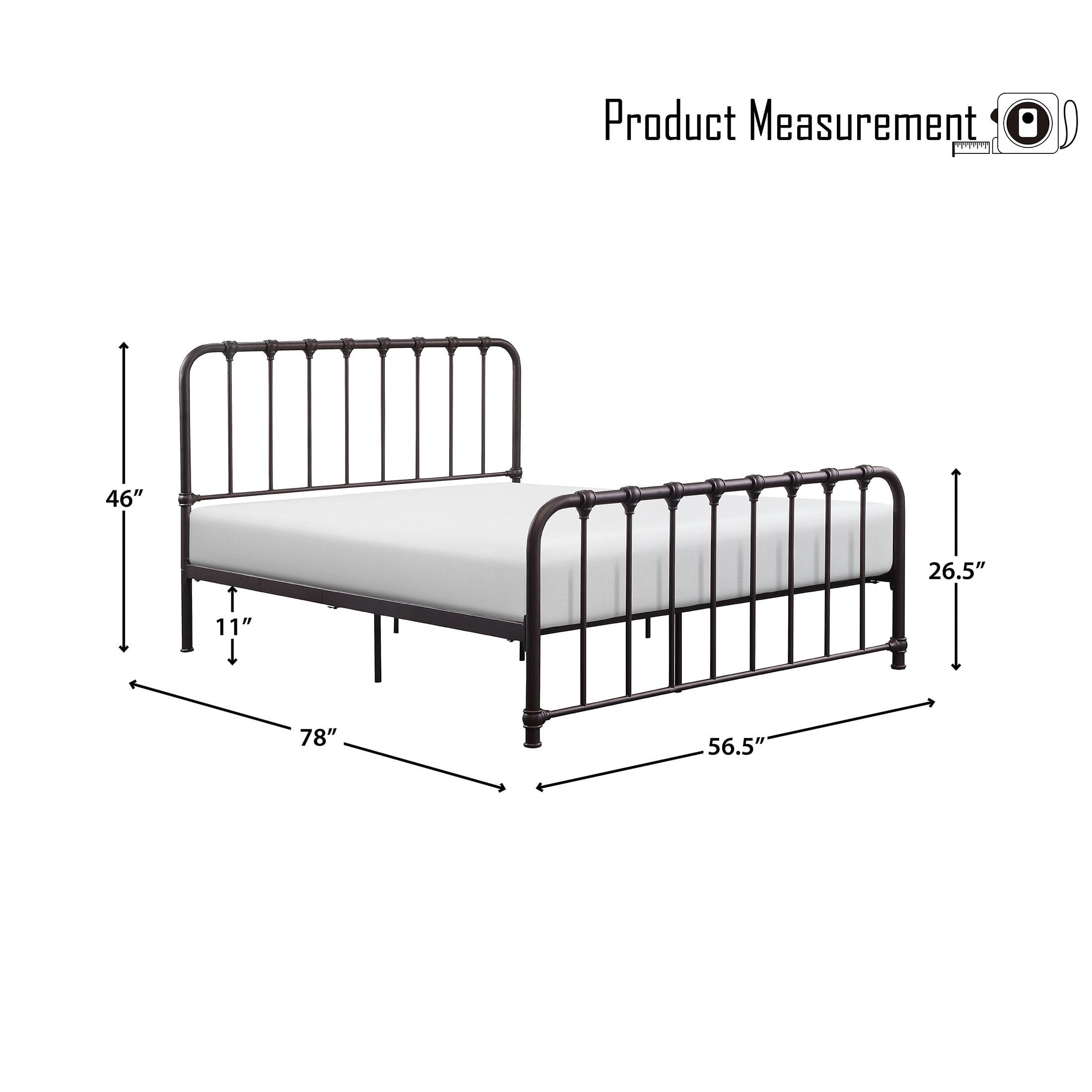 OakvillePark Umatilla Metal Platform Bed, Full, Dark Bronze