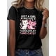 thumbnail image 1 of Women's Casual Short Sleeve Crew Neck T-Shirt - Cute Axolotl & Cat Print with "Just a Who Loves Axolotls & Cats" Text, Pink Hearts & Geometric Patterns, Soft Breathable Fabric,, 1 of 6