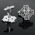 thumbnail image 2 of Gemelos vintage chapados en plata con forma de cruz celta de cobre, 2 of 3
