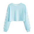 thumbnail image 2 of Uootdi Casual Tops for Women Crewneck Long Sleeve Floral Print Cropped Hem Fall Winter Casual Sweatshirts Gift, 2 of 5