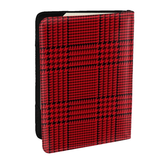 Rateoe Red Black Houndstooth Pattern Passport Holder Wallet Leather Mulit-purpose Travel Wallet Credit Cards Case ,Passport Cover for Women Men-6.5 in