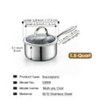 thumbnail image 3 of Cooks Standard Multi-Ply Clad 1.5 Quart Stainless Steel Saucepan with Glass Lid, Small Kitchen Induction Cooking Sauce Pot Pan, Dishwasher & Oven Safe, Compatible with All Cooktops, 3 of 7