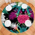 thumbnail image 2 of Botanical Motif Tablecloth with Elastic Edge, Ideal for Daily Kitchen Use or Outdoor Gatherings, Polyester Material, Fits 44-52 Inch Table, 2 of 7