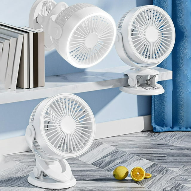 Fiudx Ventilador Eléctrico Recargable, Ventilador de Mesa Multifuncional con Clip, Tres Velocidades, Ideal para Oficina, Dormitorio y Hogar, Funcionamiento Silencioso, Rotación de 720°, Solución de R