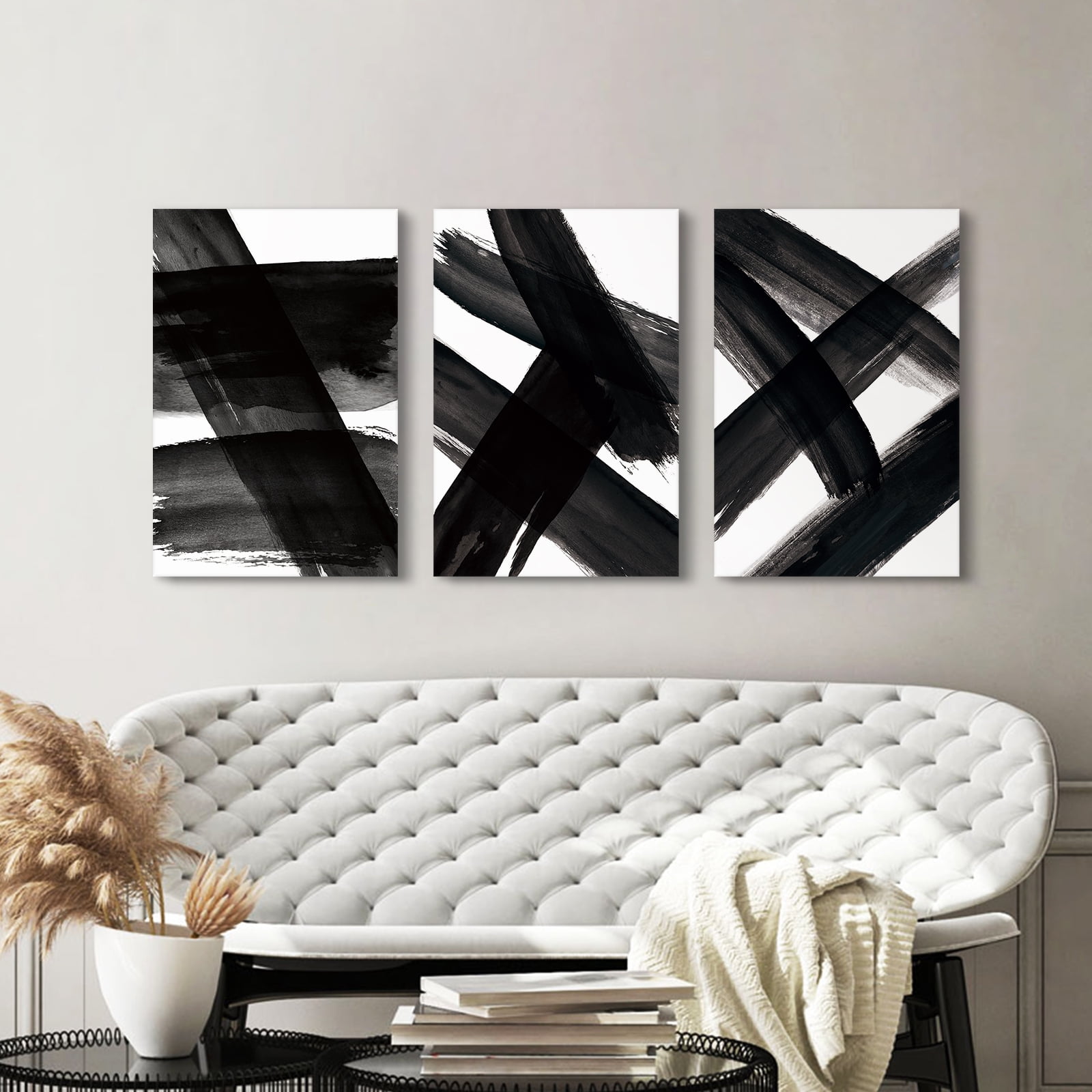 ArtbyHannah 3 Pieces 16x24 inch Modern Abstract Canvas Wall Print Set