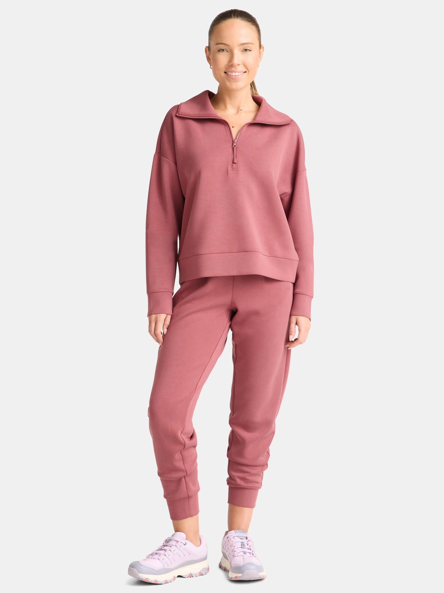 Avia Women's and Women's Plus ScubaKnit Quarter Zip Pullover, Sizes XS-4X