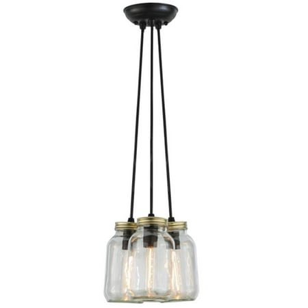 

Meyda 145069 9 in. Mason Jar 3 Light Pendant Black