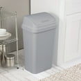 Sterilite 13 Gallon Swing Top Trash Can, Bin Lid Lift Touch, Plastic Kitchen Dustbin, Gray