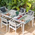 thumbnail image 2 of Christmas Grey Table Cloths for 3 Foot Rectangle Tables, Snowman Xmas Pine Tree Winter Snowflakes Patio Waterproof Elastic Fitted Tablecloths, Washable Rectangular Table Cover for Camping, 2 of 8