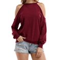 thumbnail image 1 of Womens Halter Neck Top Cut Out Shoulder Blouse Sweatshirts, 1 of 7