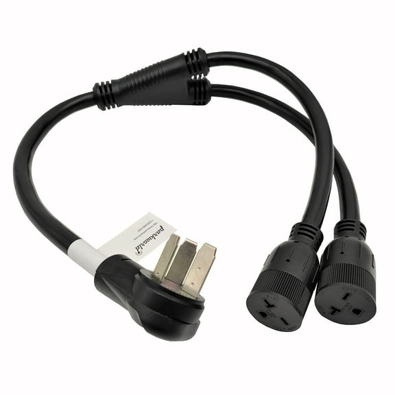 Parkworld 62589 3-Prong Range Splitter Cord, NEMA 10-50P to 6-20R (T-Blade Also for 6-15R) Dual Outlet (3 Feet)