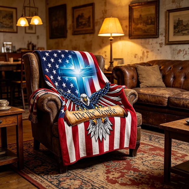 Independence Day Blanket Festive Flannel Blanket Soft Warm Throw Blanket For Home Sofa Bed Holiday Decoration