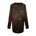thumbnail image 5 of Resicozy Valentines Shirts for Women Funny Heart Graphic Shirt Pullover Casual V-Neck Top Long Sleeve Tee Tops Coffee XL, 5 of 6