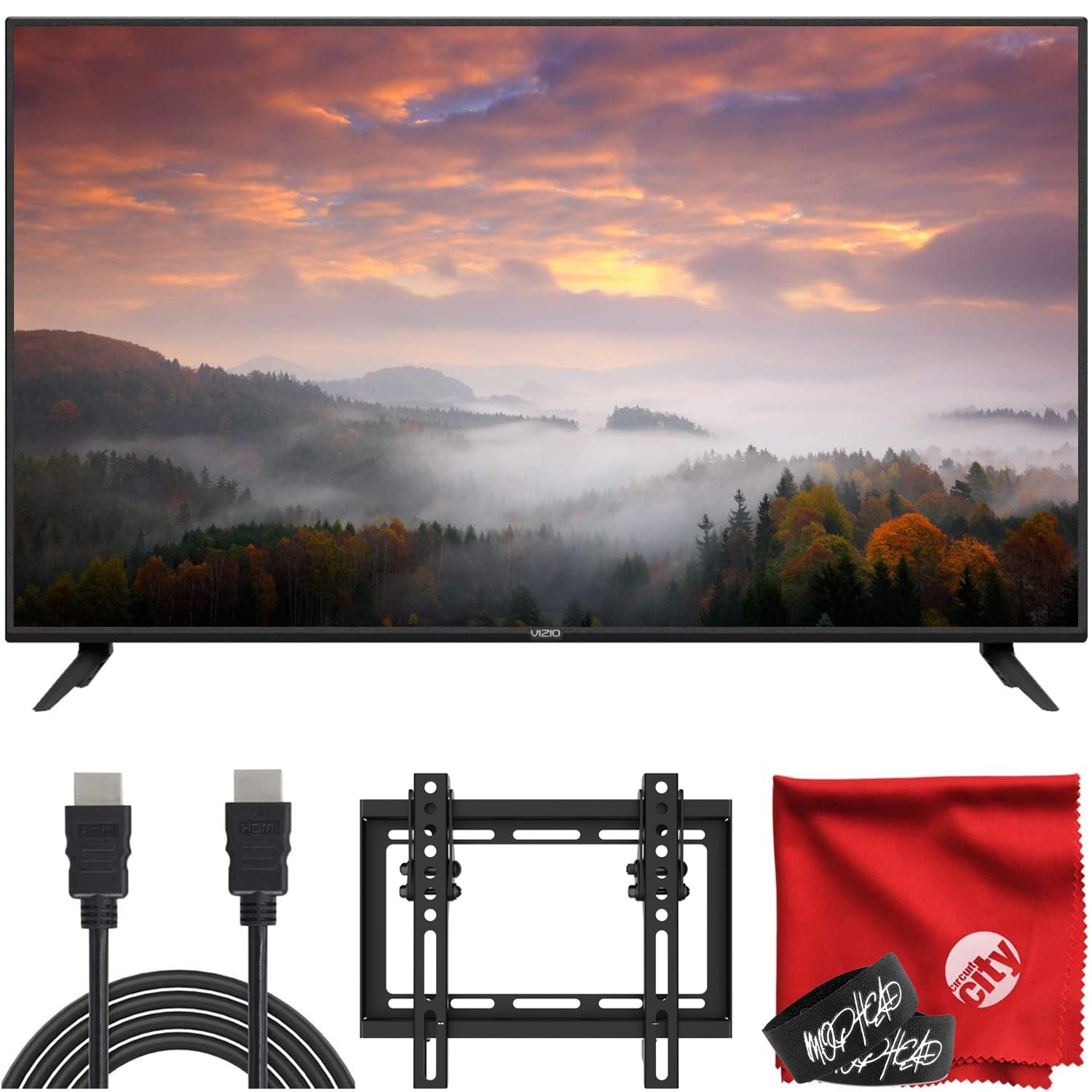 VIZIO V-Series 43-Inch 2160p 4K LED HDR Smart TV (V435-H11) HDMI, USB, Dolby Vision HDR, Voice Control Bundle with Circuit City 6-Foot HDMI Cable, Wall Mount, Microfiber Cloth and 2x Cable Ties