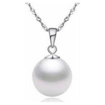 Paris Jewelry 18K White Gold 2 Ct Pearl 4mm Round 18 Inch Necklace Plated