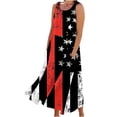 thumbnail image 2 of WREESH Women's Summer Long Dress Sleeveless Round Neck Printed Cotton Linen Independence Day Print Black, 2 of 5