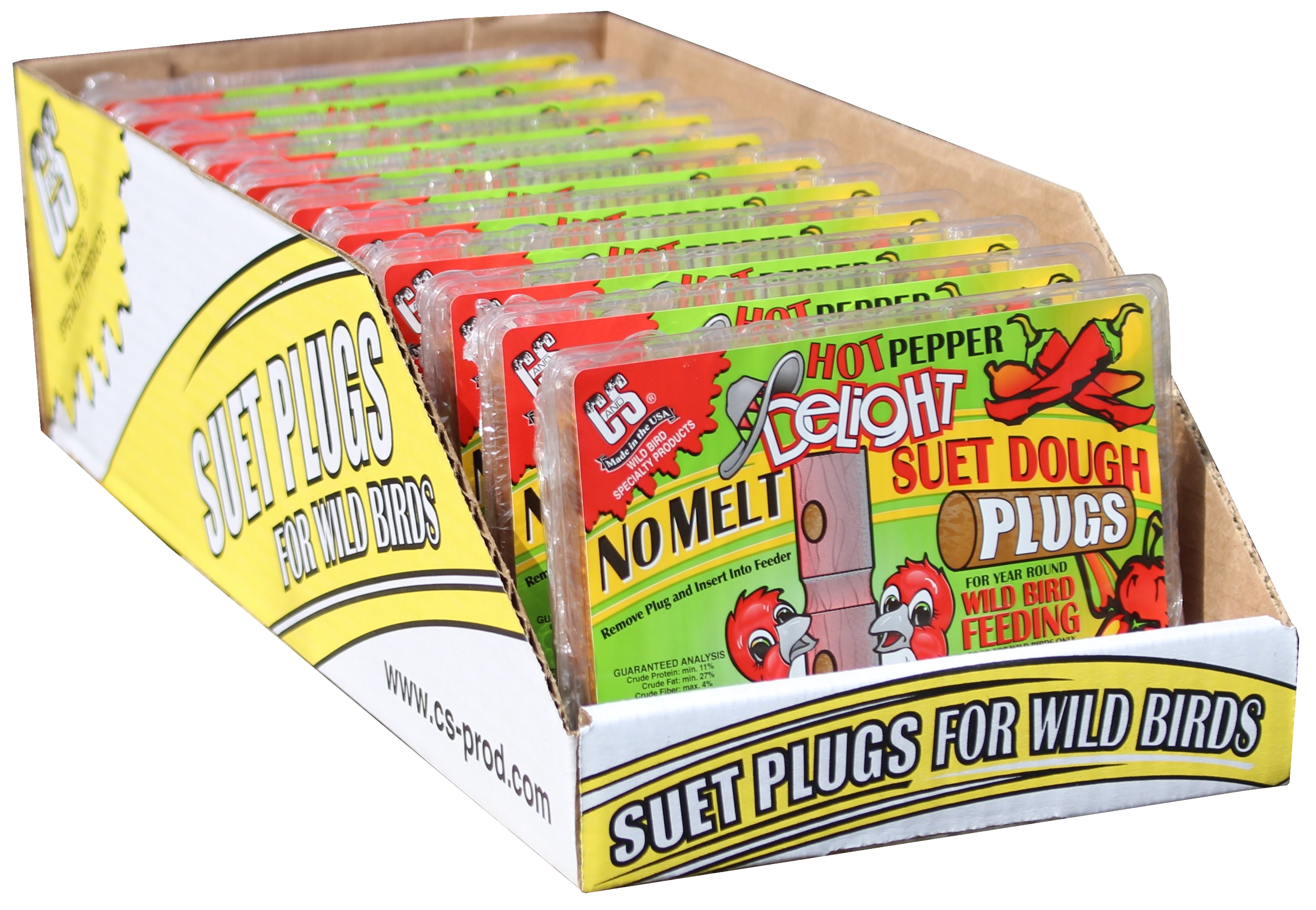 C&S Products Hot Pepper Delight Plugs, No Melt No Mess, Suet Dough