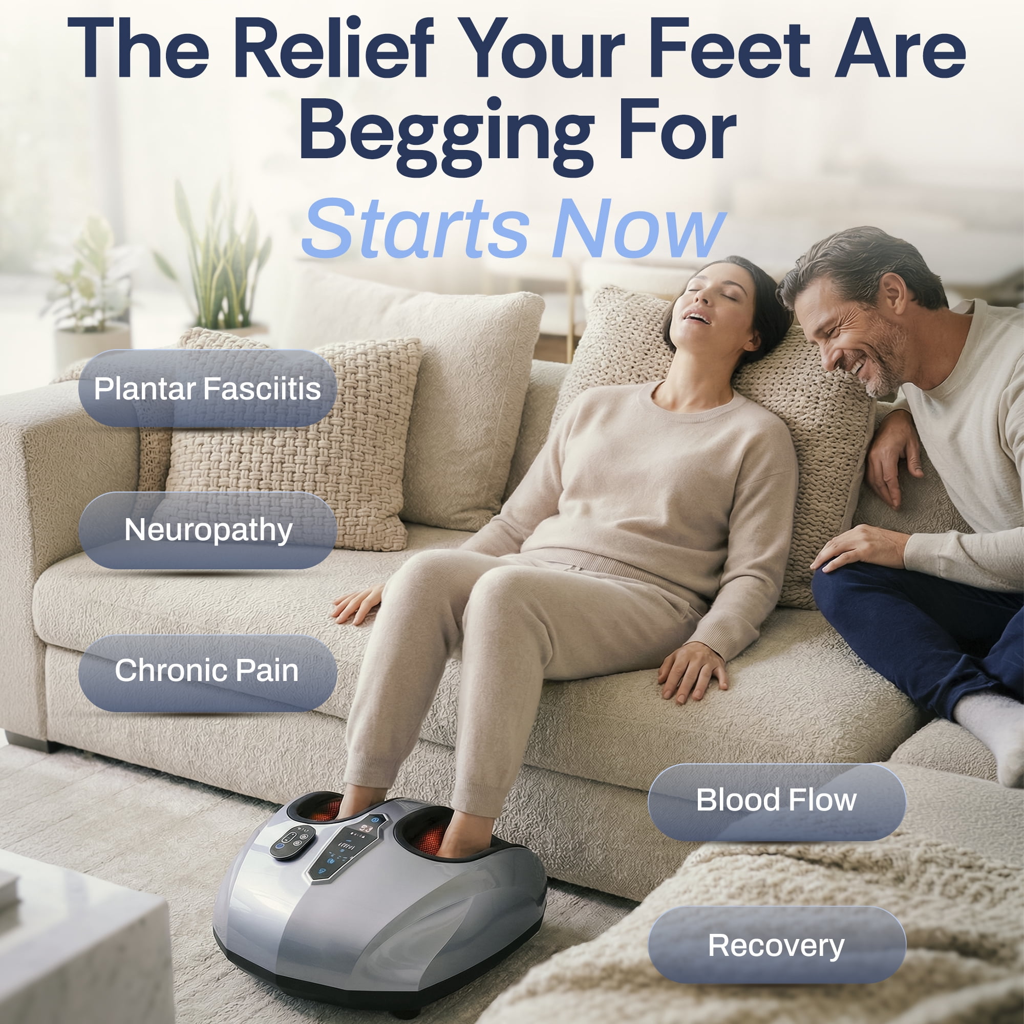 MIKO Shiatsu Foot Massager Machine - Deep Kneading, Shiatsu, Air Compression, and Heat Therapy - Touchscreen - Remote Control