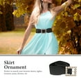 thumbnail image 2 of Ladies Simple Cummerbund Elastic Pearl Waistband Square Buckle Belt Skirt Ornament for Decoration (Black), 2 of 5