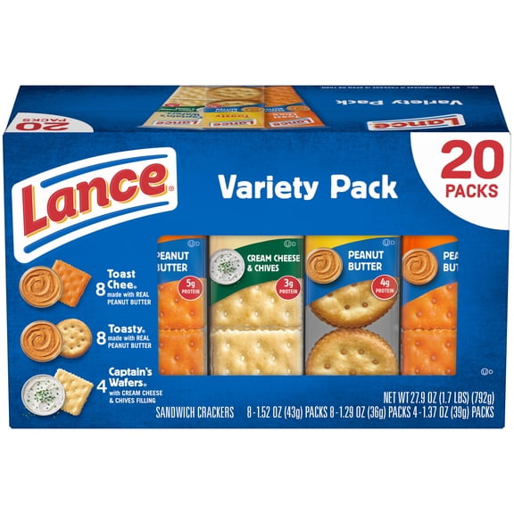 Lance Assorted Sandwich Crackers, 20 Count Variety Pack