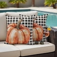 thumbnail image 4 of Fall Outdoor Waterproof Pillow Covers, Thanksgiving Orange Pumpkin Black Buffalo Plaid Decorative Square Throw Pillowcase Sofa Cushion Sham for Patio/Couch/Chair, 16"x16" 2 Pack, 4 of 8